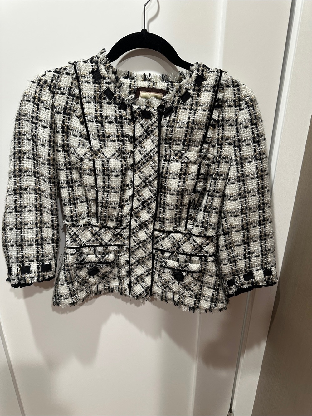 elevenses Black and White Tweed Bouclé Jacket